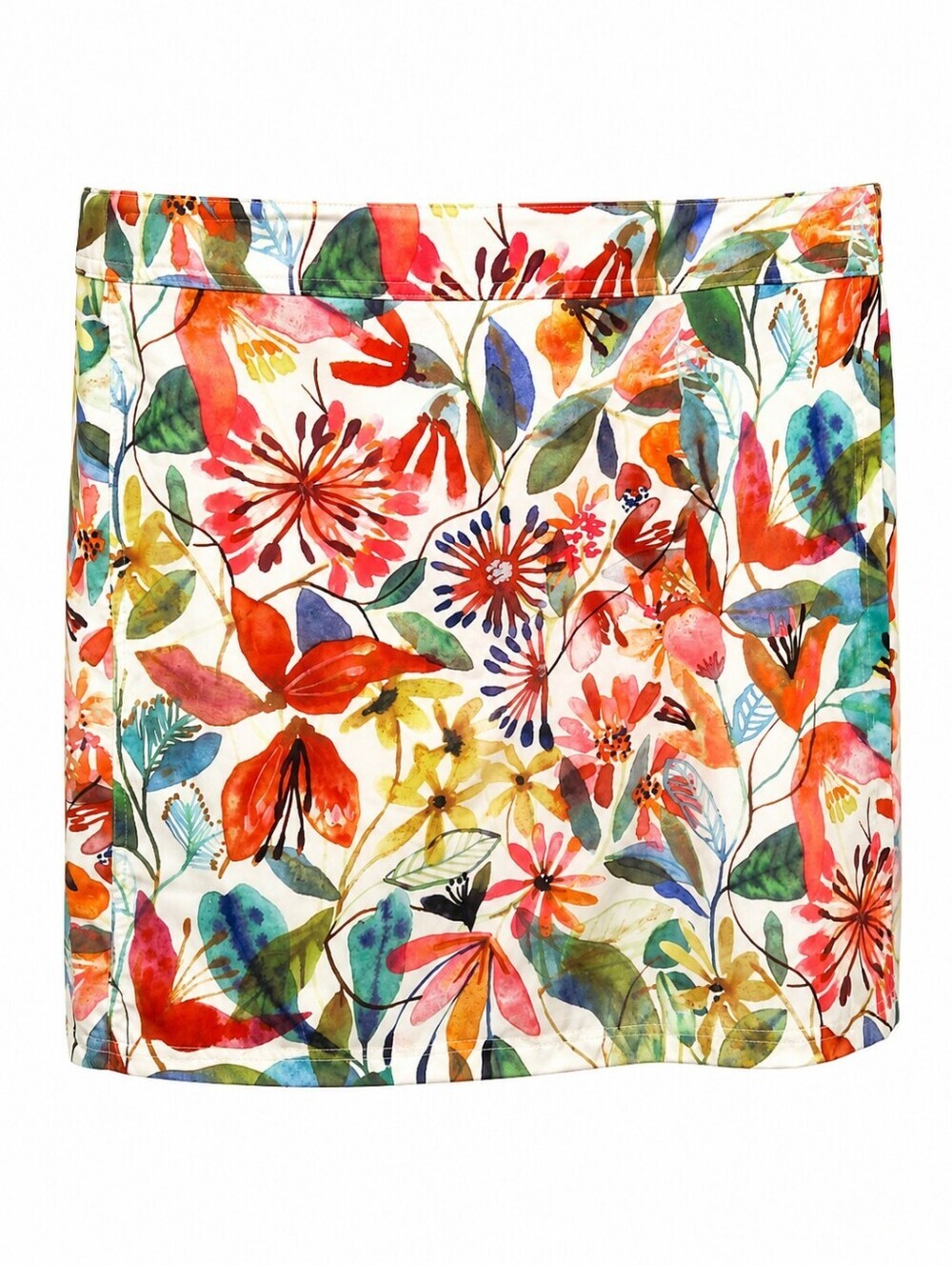 Rip Skirt Hawaiian Tropical Print Wrap Skirt Adjustable Waist Swim Cover Up Sz L